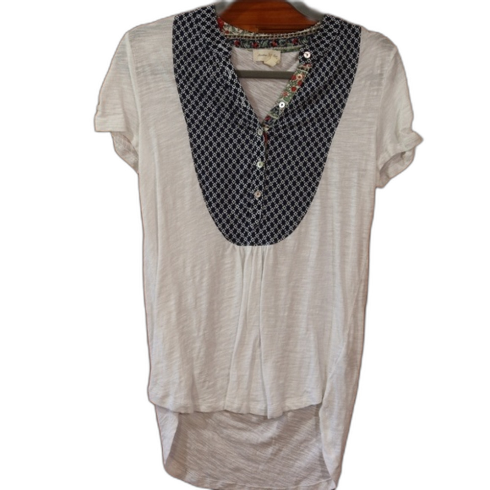 Anthropologie Meadow Rue High Low Tunic Top XS 100% Cotton